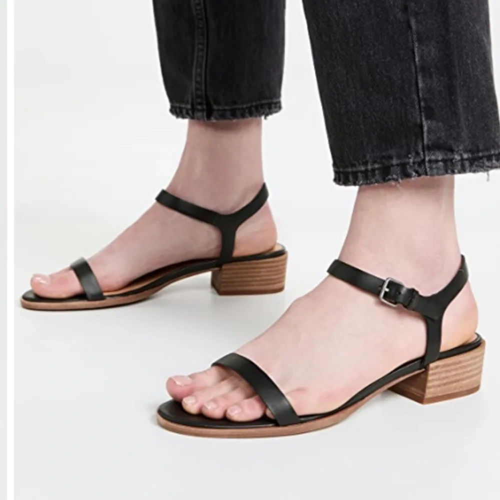 Madewell black leather Louise sandals with ankle strap 8.5 - Picture 4 of 13